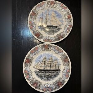 CHURCHILL ENGLAND CURRIER & IVES NAUTICAL DINNER PLATES 9 7/8" Ships